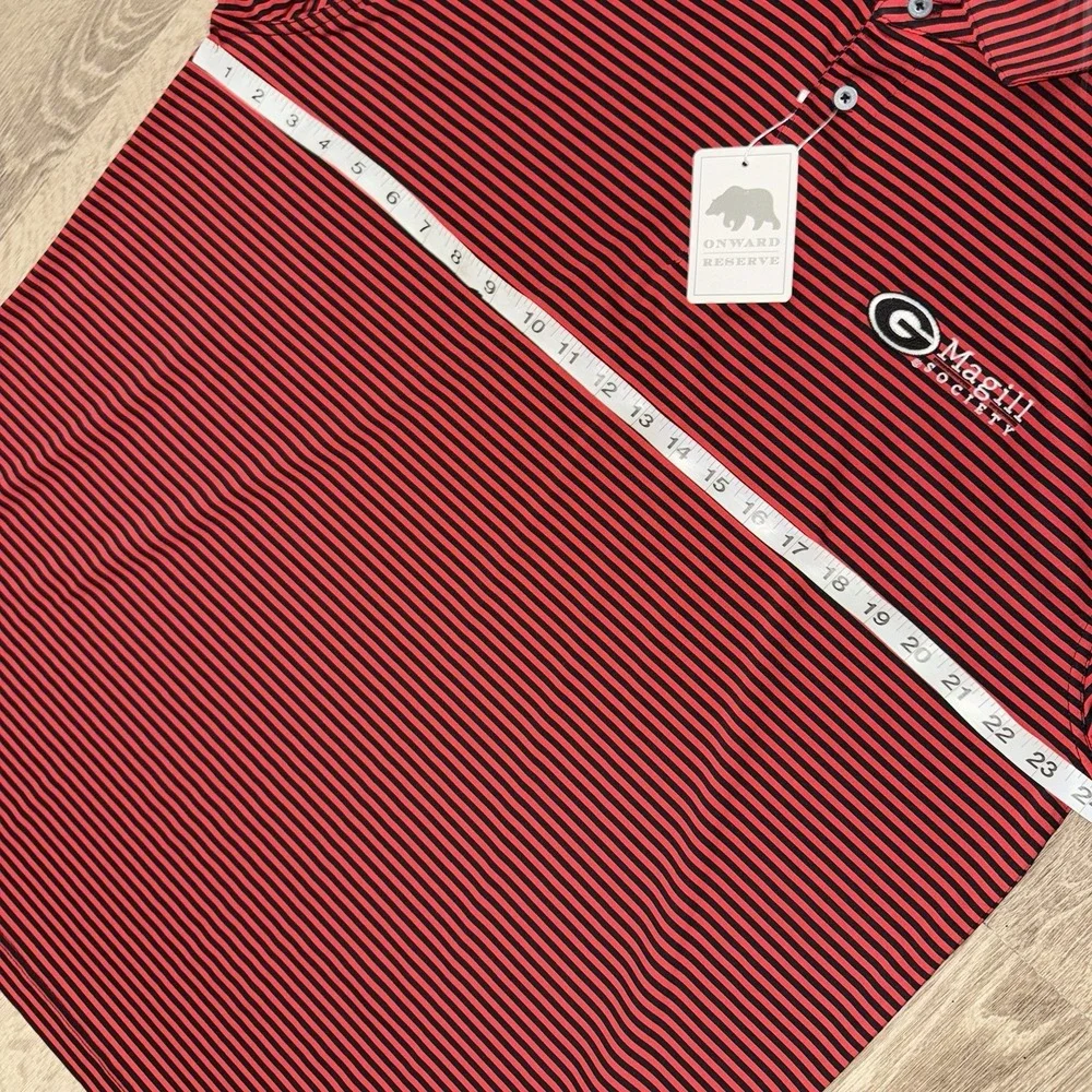 NWT Onward Reserve University Of Georgia Magill Society Polo Mens 2XL Red Stripe